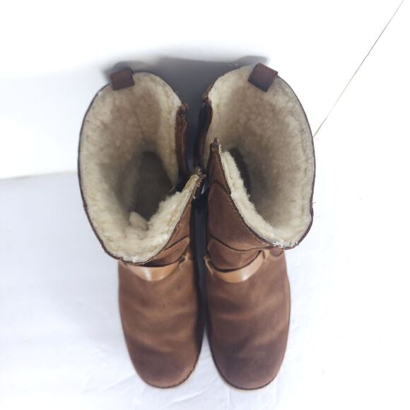 Ugg Women's Endell US 7 Brown Suede Sheepskin Lined Side Zip Moto Biker boots - Picture 5 of 16